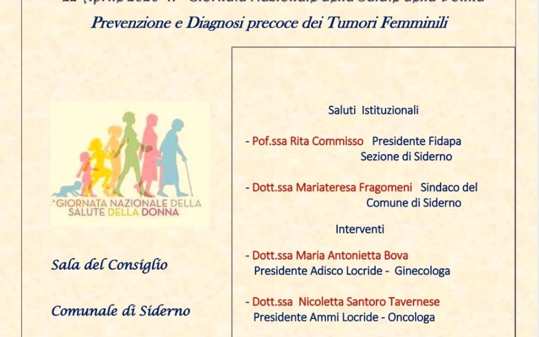 Prevenzione e diagnosi precoce dei tumori femminili, evento divulgativo di Fidapa e Ammi
