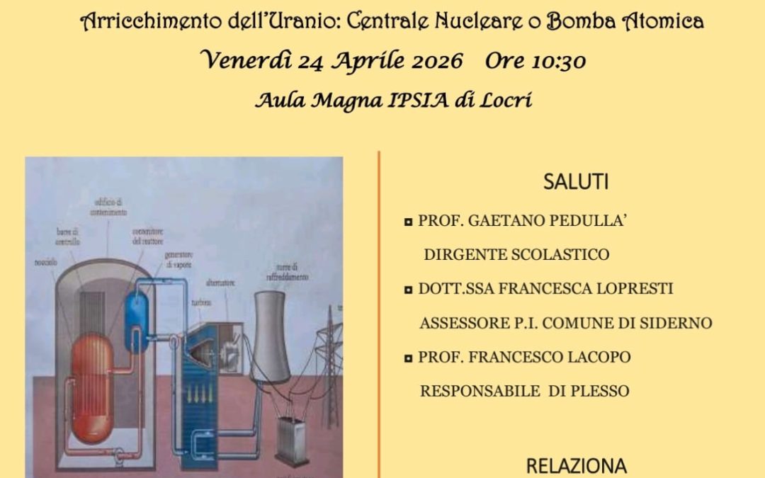 Arricchimento dell’uranio, il prof. Scordino ne parla agli studenti
